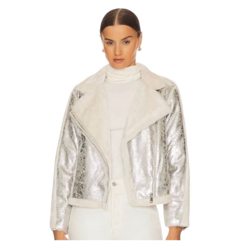 Adrienne Landau Moonstone Faux Shearling Jacket L NWT